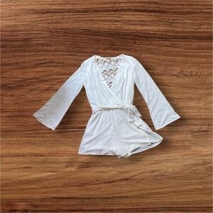 Double Zero White Lace Romper with Bell Sleeves